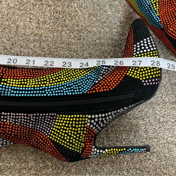 AZALEA WANG Glamoraour EMBELLISHED STILETTO BOOT thigh high 4in heel woman’s 7 - Picture 6 of 9